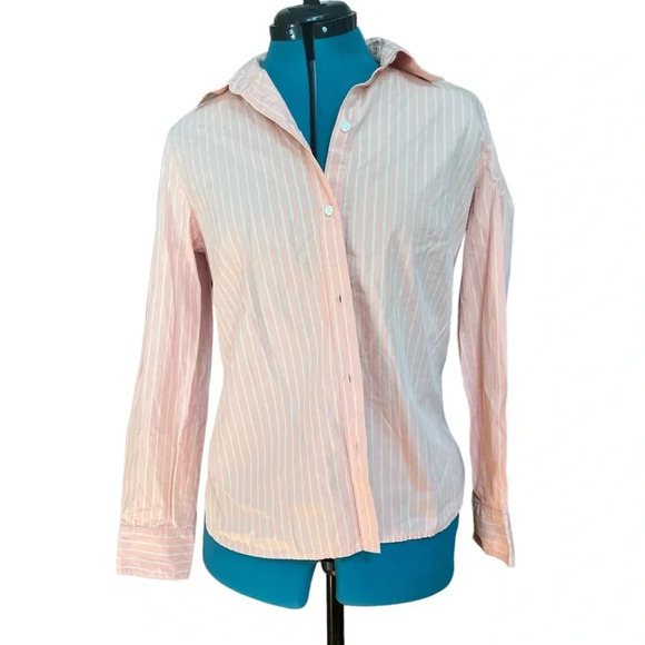 GAP 90s Poplin Old Money Pinstripe Front Button Up Long Sleeve Shirt VV - Picture 1 of 3